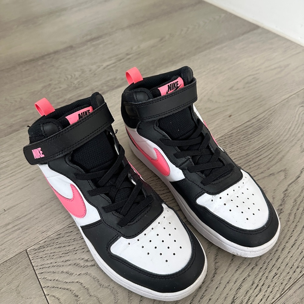 Nike Black and Pink Sneakers with High-Top Design